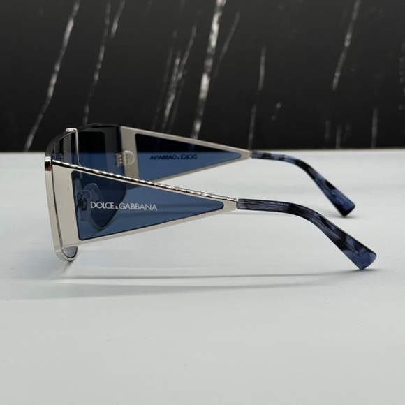 NEW DG2305 05/80 DOLCE&GABBANA SILVER BLUE OVERSIZED WOMEN SUNGLASSES - Picture 6 of 10
